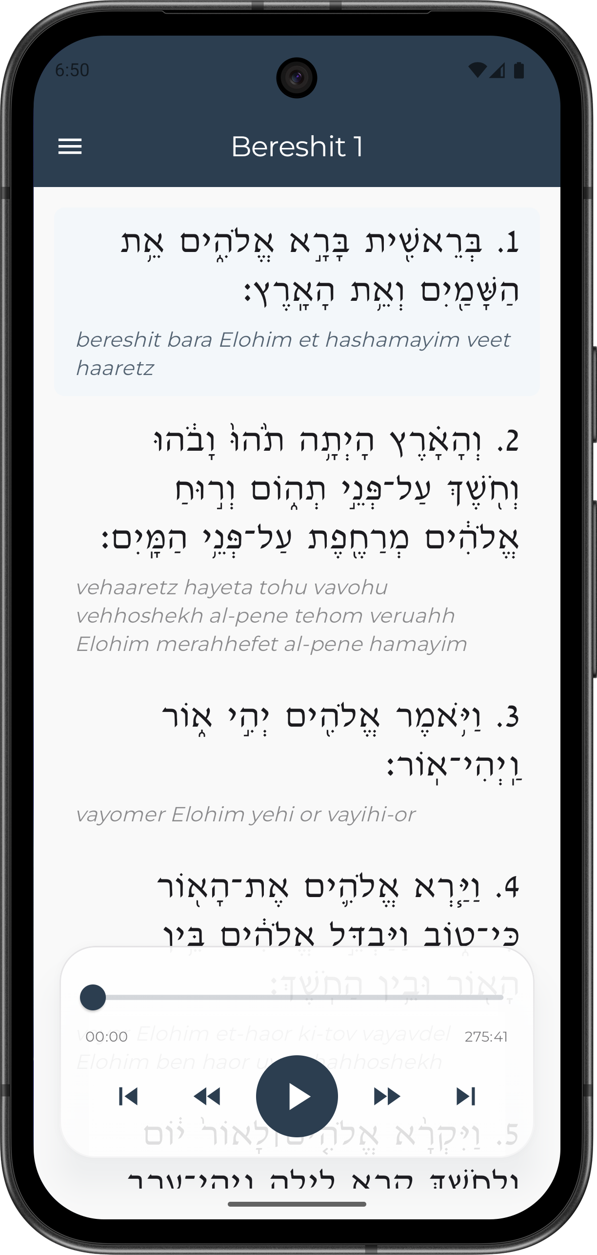 App Kol Tanaj - Lectura de Bereshit